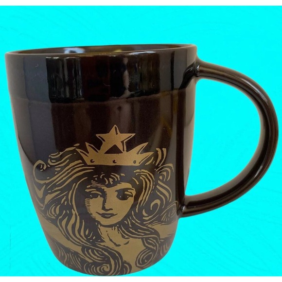 2012 Starbucks Anniversary Mug Brown & Gold Siren Mermaid w/ Star Crown - Picture 7 of 9